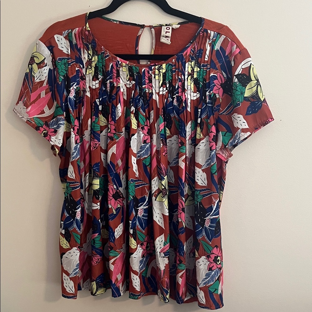 Anthropologie Dolan Left Coast Collection Pilar pleated top Sz L